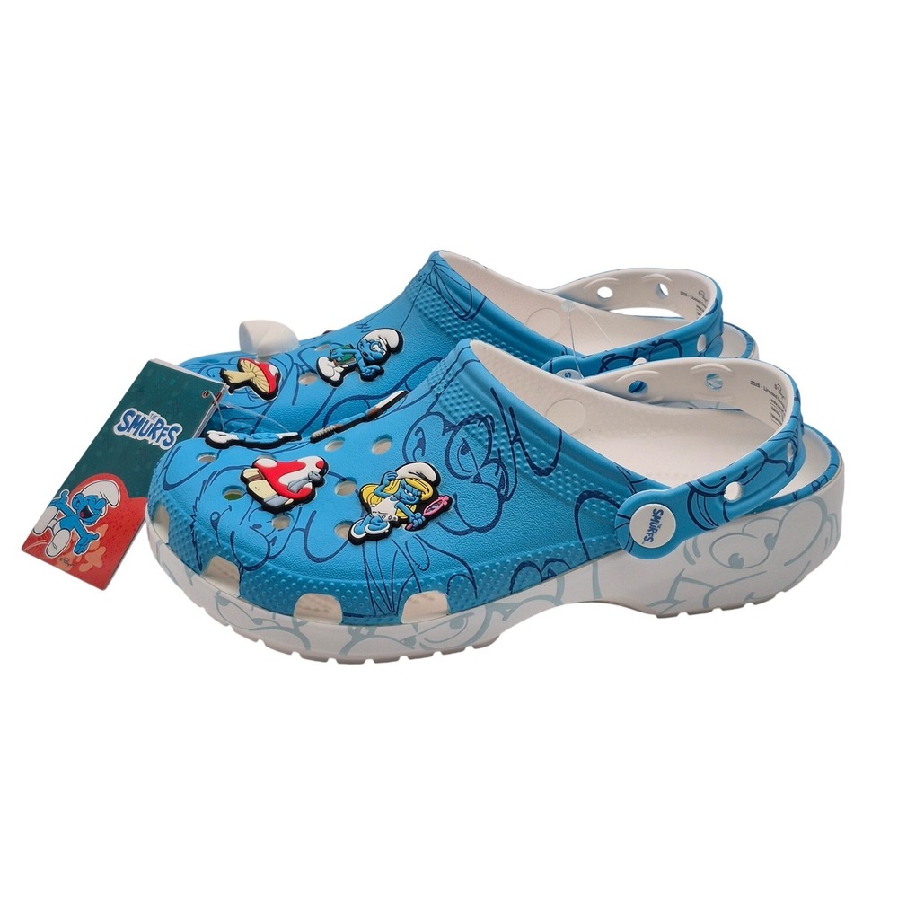 Crocs Smurfs Classic Clogs Big Kids Size J4 Shoes Slip On Unisex Blue 210821-90H